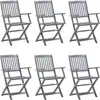Image de vidaXL Chaises de jardin pliantes 6 pièces avec coussin en bois massif d'acacia