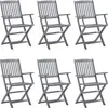 Image de vidaXL Chaises de jardin pliantes 6 pièces avec coussin en bois massif d'acacia