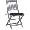Image de vidaXL Chaises de jardin pliantes 6 pièces avec coussin en bois massif d'acacia