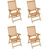 Image de vidaXL Chaises de jardin 4 pcs. avec coussins gris teck massif