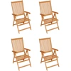 Image de vidaXL Chaises de jardin 4 pcs. avec coussins blanc crème Teck massif