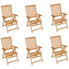 Image de vidaXL Chaises de jardin 6 pcs. avec coussins beiges teck massif