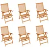 Image de vidaXL Chaises de jardin 6 pcs. avec coussins rouges teck massif