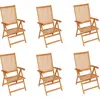 Image de vidaXL Chaises de jardin 6 pcs. avec coussins vert clair teck massif