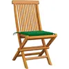Image de vidaXL Chaises de jardin avec coussins verts 6 pcs. Bois massif teck
