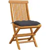 Image de vidaXL Chaises de jardin avec coussins anthracite 6 pcs. Bois massif teck