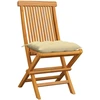 Image de vidaXL Chaises de jardin avec coussins blanc crème 6 pcs. Bois massif teck