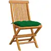 Image de vidaXL Chaises de jardin avec coussins verts 6 pcs. Bois massif teck