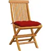 Image de vidaXL Chaises de jardin avec coussins rouges 6 pcs. Bois massif teck