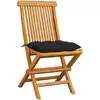 Image de vidaXL Chaises de jardin avec coussins noirs 6 pcs. Bois massif teck