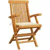 Image de vidaXL Chaises de jardin avec coussins Crème 4 pcs. Bois massif teck