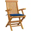 Image de vidaXL Chaises de jardin avec coussins bleu roi 4 pcs. Bois massif teck