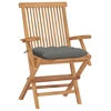 Image de vidaXL Chaises de jardin avec coussins gris 4 pcs. Bois massif teck