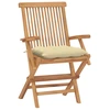 Image de vidaXL Chaises de jardin avec coussins blanc crème 4 pcs. Bois massif teck