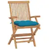 Image de vidaXL Chaises de jardin avec coussins bleu clair 4 pcs. Bois massif teck