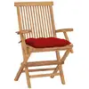 Image de vidaXL Chaises de jardin avec coussins rouges 4 pcs. Bois massif teck