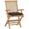 Image de vidaXL Chaises de jardin avec coussins Taupe 4 pcs. Bois massif teck