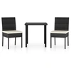 Image de vidaXL Ensemble de jardin 3 pièces Poly rotin noir