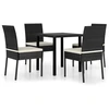 Image de vidaXL Ensemble de jardin 5 pièces Poly rotin noir
