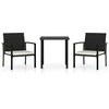 Image de vidaXL Ensemble de jardin 3 pièces Poly rotin noir