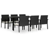 Image de vidaXL Ensemble de jardin 7 pièces Poly rotin noir