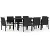 Image de vidaXL Ensemble de jardin 9 pièces Poly rotin noir