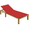 Image de vidaXL Bain de soleil avec support rouge Bois de pin imprégné
