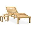 Image de vidaXL Bain de soleil de jardin avec table et support Pin imprégné