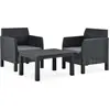 Image de vidaXL 3-tlg. Set de salon de jardin avec Kissen PP Rotin Anthrazit
