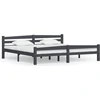 Image de vidaXL Lit en bois massif pin gris foncé 200x200 cm