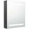 Image de vidaXL Armoire à miroir LED pour salle de bain gris brillant 50x14x60 cm