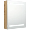 Image de vidaXL Armoire à miroir de salle de bain LED blanc et imitation chêne 50x14x60 cm