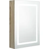 Image de vidaXL Armoire à miroir LED pour salle de bain aspect chêne 50x13x70 cm