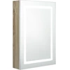 Image de vidaXL Armoire à miroir LED pour salle de bain blanc et aspect chêne 50x13x70 cm