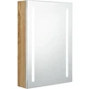 Image de vidaXL Armoire à miroir de salle de bain LED blanc et imitation chêne 50x13x70 cm