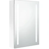Image de vidaXL Armoire à miroir LED pour salle de bain blanc brillant 50x13x70 cm