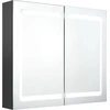 Image de vidaXL Armoire à miroir LED pour salle de bain Gris 80x12x68 cm
