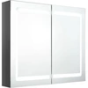 Image de vidaXL Armoire à miroir LED pour salle de bain Gris brillant 80x12x68 cm