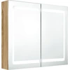 Image de vidaXL Armoire à miroir LED pour salle de bain aspect chêne 80x12x68 cm