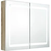 Image de vidaXL Armoire à miroir LED pour salle de bain blanc et aspect chêne 80x12x68 cm