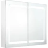Image de vidaXL Armoire à miroir LED pour salle de bain blanc brillant 80x12x68 cm