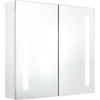 Image de vidaXL Armoire à miroir LED pour salle de bain blanc brillant 62x14x60 cm