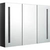Image de vidaXL Armoire à miroir LED pour salle de bain 89x14x62 cm Noir brillant