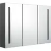 Image de vidaXL Armoire à miroir LED pour salle de bain 89x14x62 cm Gris