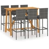 Image de vidaXL Ensemble bar de jardin 7 pièces avec coussins Gris