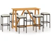 Image de vidaXL Ensemble bar de jardin 7 pièces avec coussins Marron