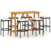 Image de vidaXL Ensemble bar de jardin 7 pièces avec coussins Noir