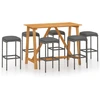 Image de vidaXL Ensemble bar de jardin 7 pièces avec coussins Gris