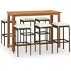 Image de vidaXL Ensemble bar de jardin 7 pièces avec coussins Marron