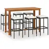 Image de vidaXL Ensemble bar de jardin 7 pièces avec coussins Noir